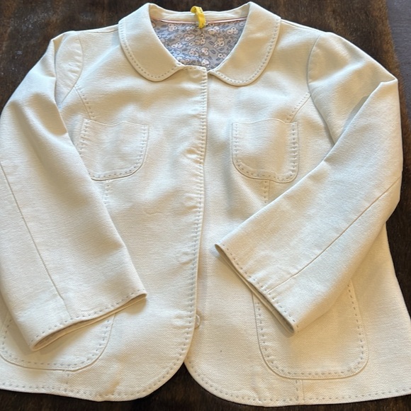 EUC BODEN jacket in linen/cotton blend. Creamy white, pick-stitched in grey - Picture 6 of 12